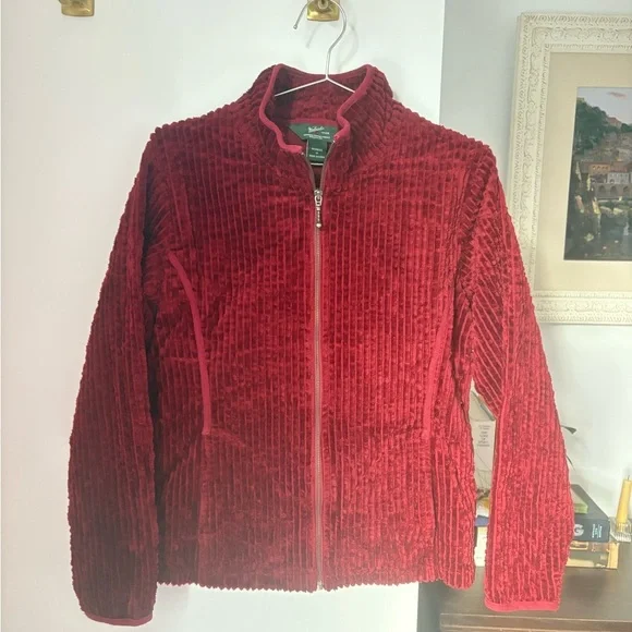 Woolrich Kinsdale Zip Up Corduroy Jacket Ruby red medium excellent condition - Picture 4 of 11